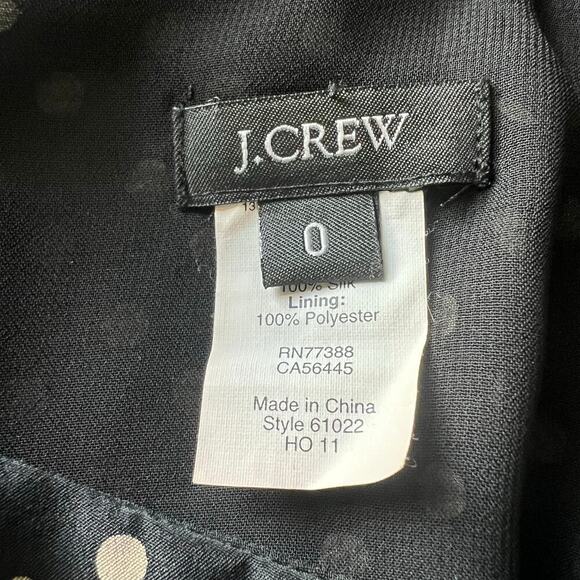 J.Crew Woman’s Black Polka Dot Blouson Silk Sleeveless Dress- Size 0 - Picture 7 of 9